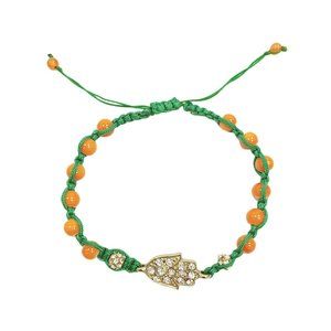 Tigerstars Hamsa Orange Green Bead Wrap Bracelet